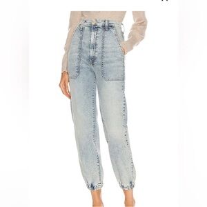 Mother The Wrapper Patch Acid Wash High-Rise Light Wash Women's Jeans